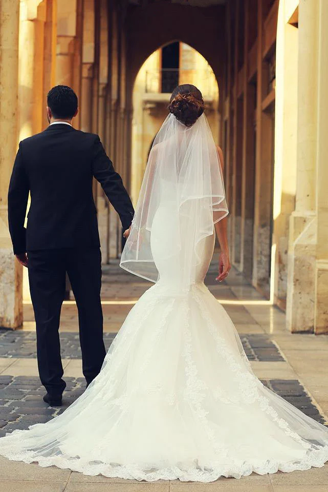 Sweetheart White Lace Modern Mermaid Bridal Gown Latest Sweep Train Lace Up Plus Size Wedding Dresses - Image 3