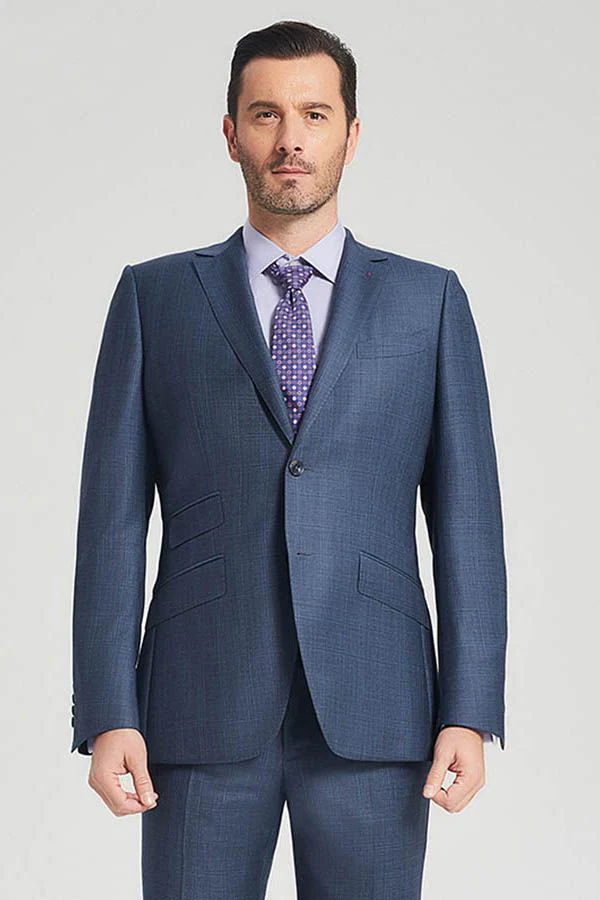 Three Flap Pockets Navy Blue Two Buttons Superior Mens Suits for Formal - Image 2
