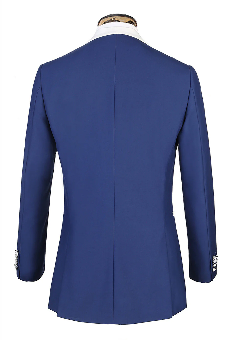 Three-piece Well-cut White Lapel Edge Banding Formal Blue Men Suit For Wedding - Image 2