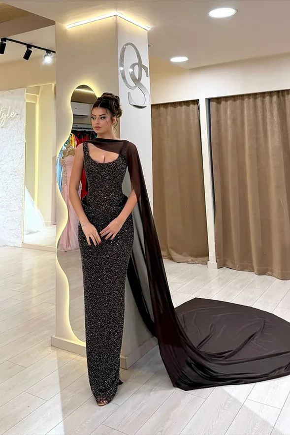 Timeless Straps Sleeveless Sequins Prom Dress Mermaid Column With Ruffle - Image 3