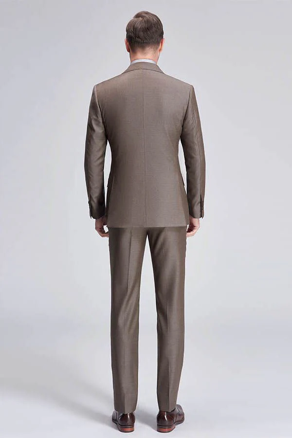 Top Coffee Mens Suits for Business Peak Lapel One Button Mens Suits - Image 4