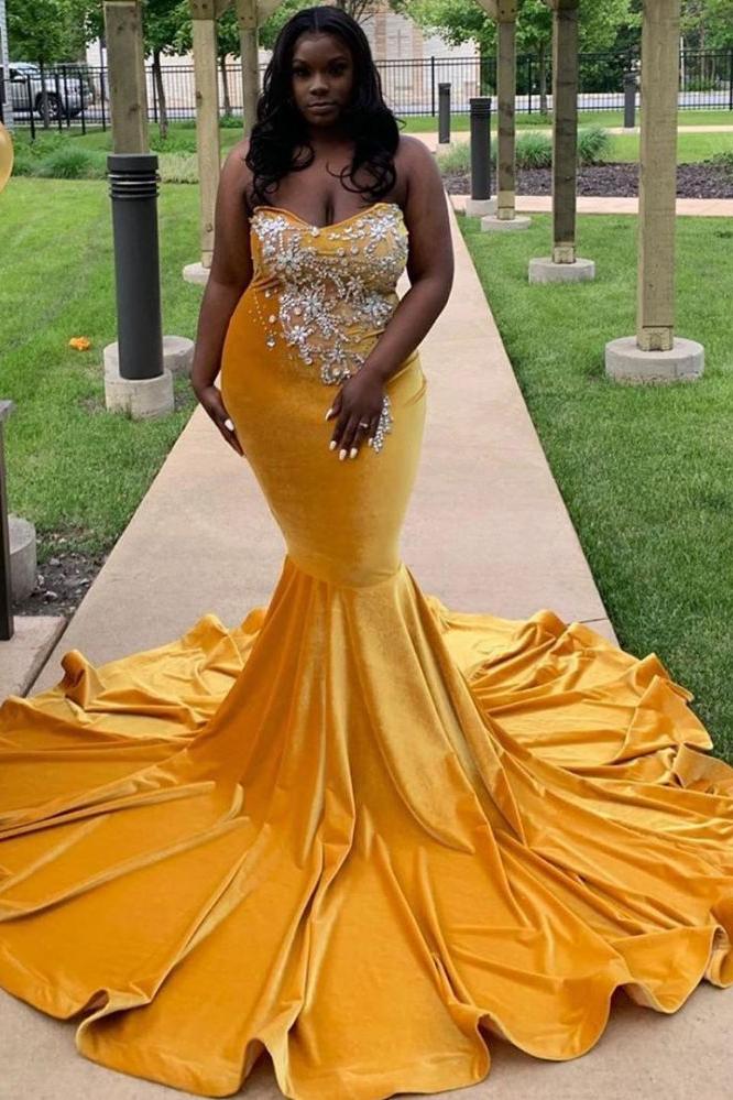 Trendy New Arrival Sweetheart Ginger Mermaid Long Plus Size Prom Dresses - Image 3