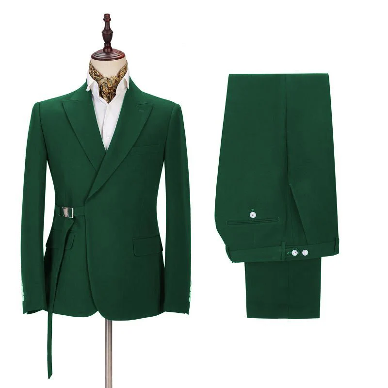 Elegant Green Slim Fit Fashion Men Suits Online for Prom - Image 2