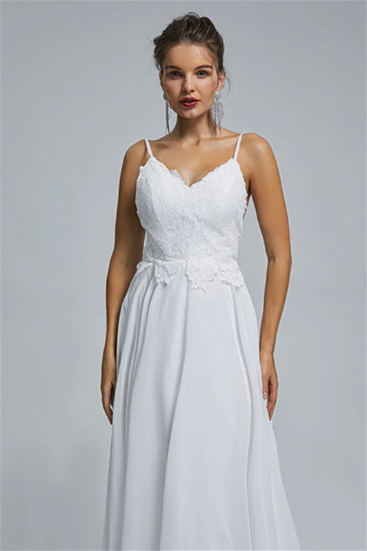 Tulle A-line Sheer Straps Sweetheart Applique Floor-length Sleeveless Wedding Dress Cover - Image 4