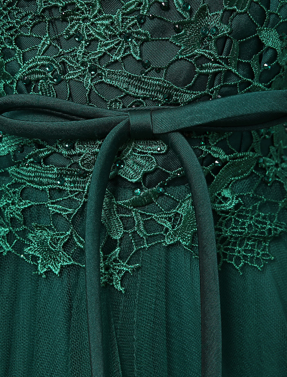 Dark Green Notched Neckline Tulle Evening Dress Backless Mother's Dress - Image 8