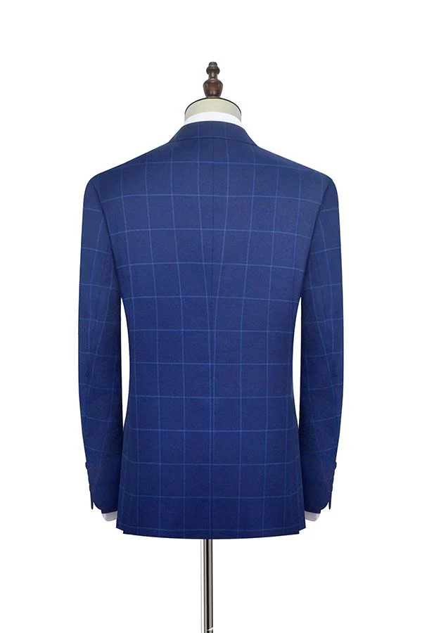 Unique Plaid Two Buttons Notch Lapel Flap Pocket Mens Suits for Formal - Image 2