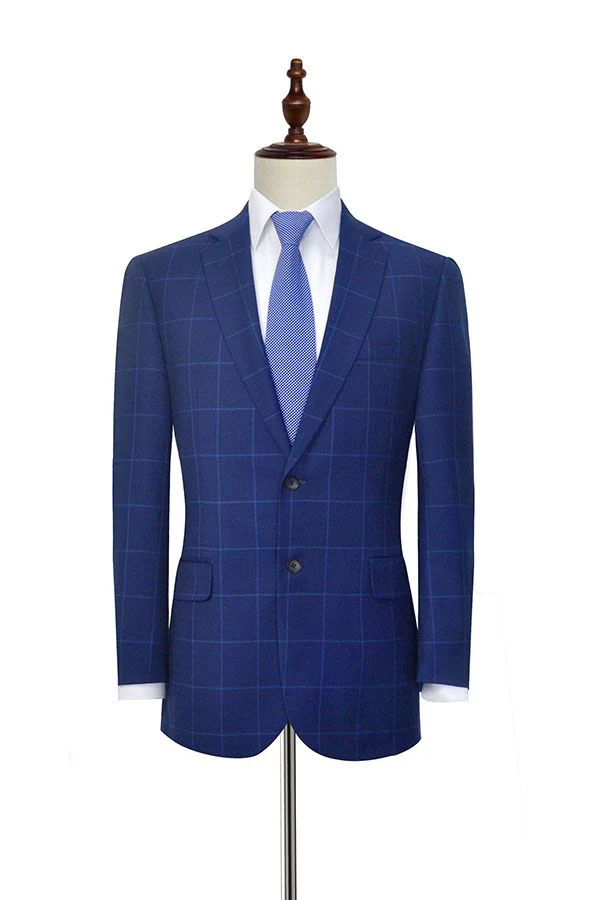 Unique Plaid Two Buttons Notch Lapel Flap Pocket Mens Suits for Formal - Image 3