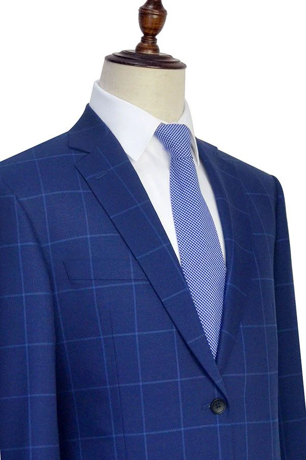 Unique Plaid Two Buttons Notch Lapel Flap Pocket Mens Suits for Formal - Image 4