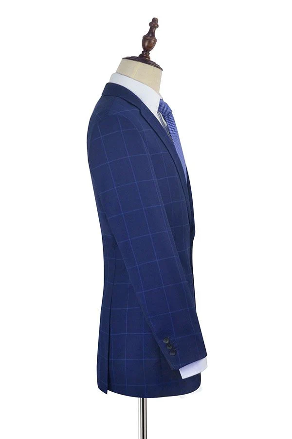 Unique Plaid Two Buttons Notch Lapel Flap Pocket Mens Suits for Formal - Image 5