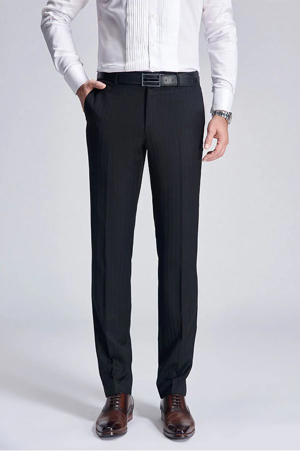 Unique Silk Peak Lapel Black Mens Suits for Wedding One Button Stripes Wedding Tuxedo - Image 5