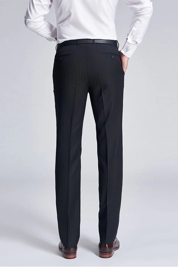 Unique Silk Peak Lapel Black Mens Suits for Wedding One Button Stripes Wedding Tuxedo - Image 7
