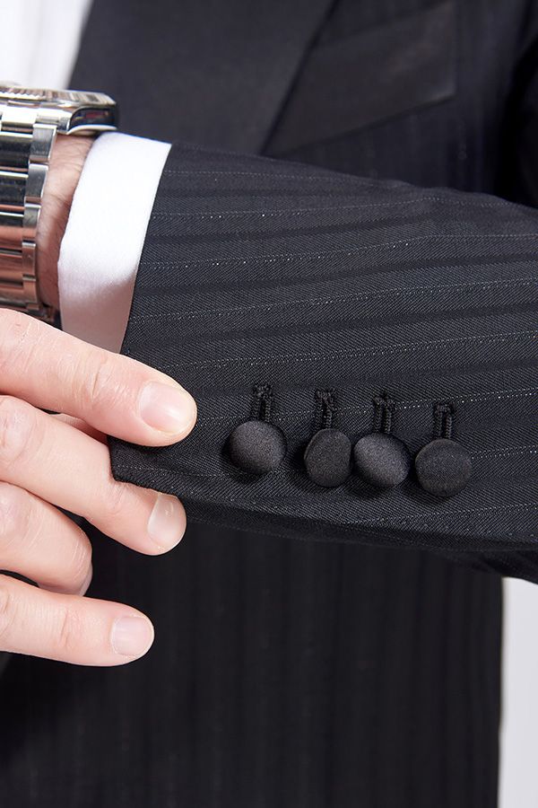 Unique Silk Peak Lapel Black Mens Suits for Wedding One Button Stripes Wedding Tuxedo - Image 9