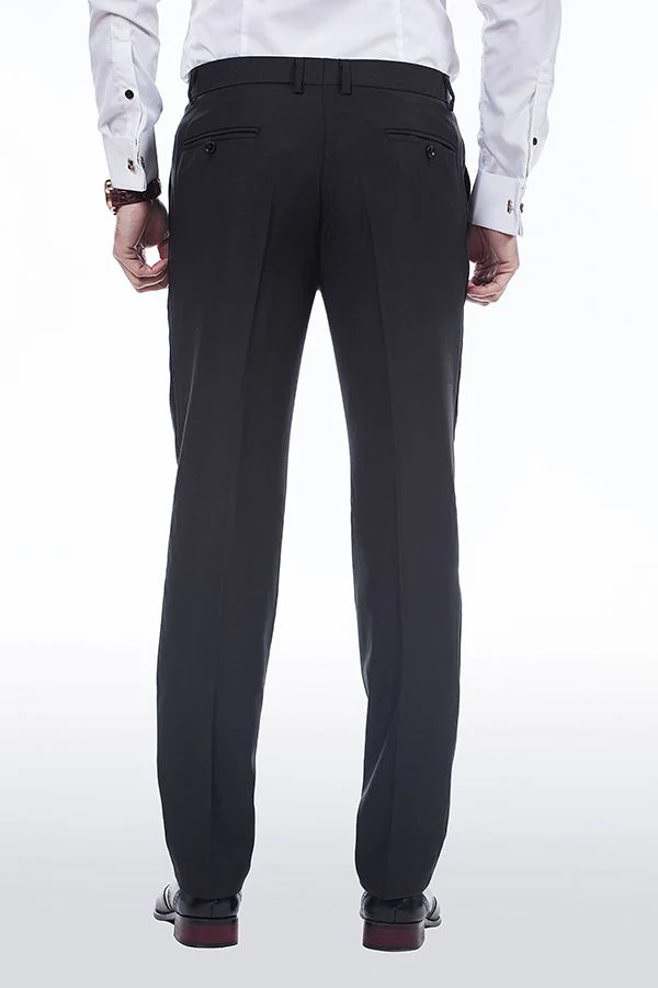 Unique Silk Peak Lapel Two Buttons Solid Black Wedding Suits for Men - Image 8
