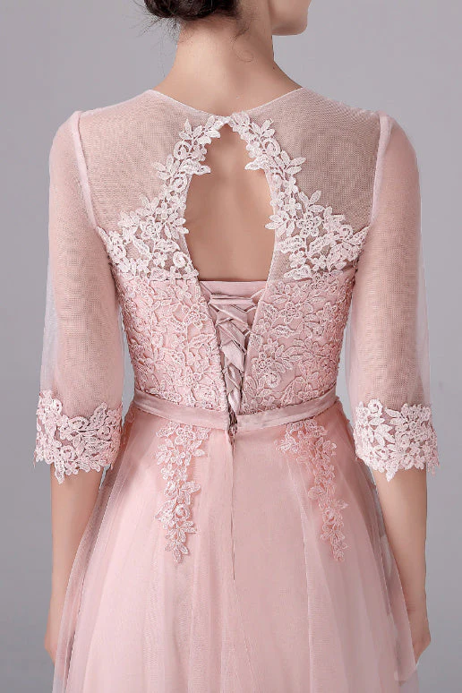 V-neck A-Line Floor Length Long sleeves Lace mother's dress - Image 2