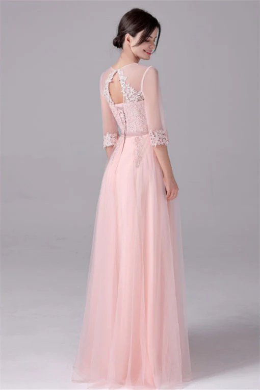 V-neck A-Line Floor Length Long sleeves Lace mother's dress - Image 3