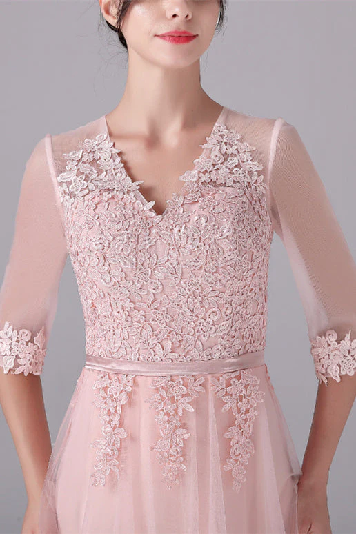 V-neck A-Line Floor Length Long sleeves Lace mother's dress - Image 5