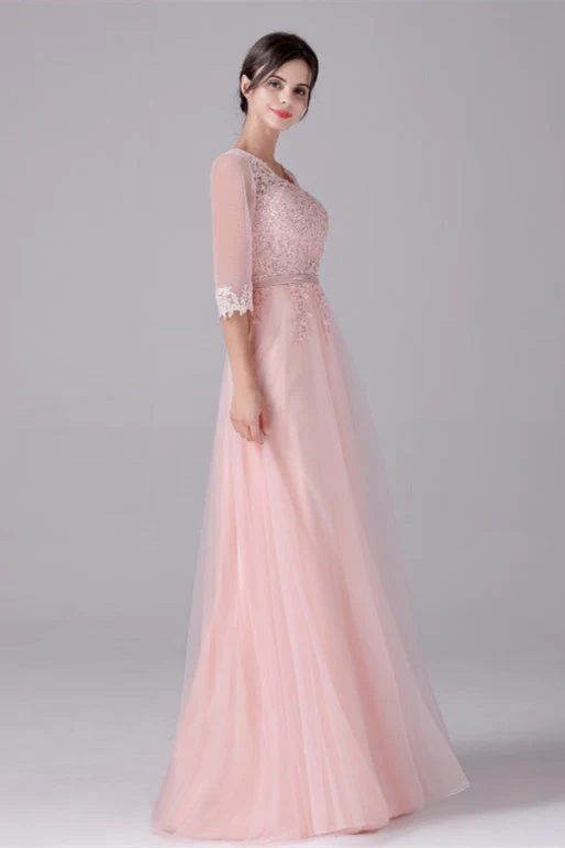 V-neck A-Line Floor Length Long sleeves Lace mother's dress - Image 8