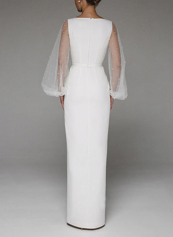 V-Neck Long Sleeve Floor-Length Wedding Dresses - Image 3