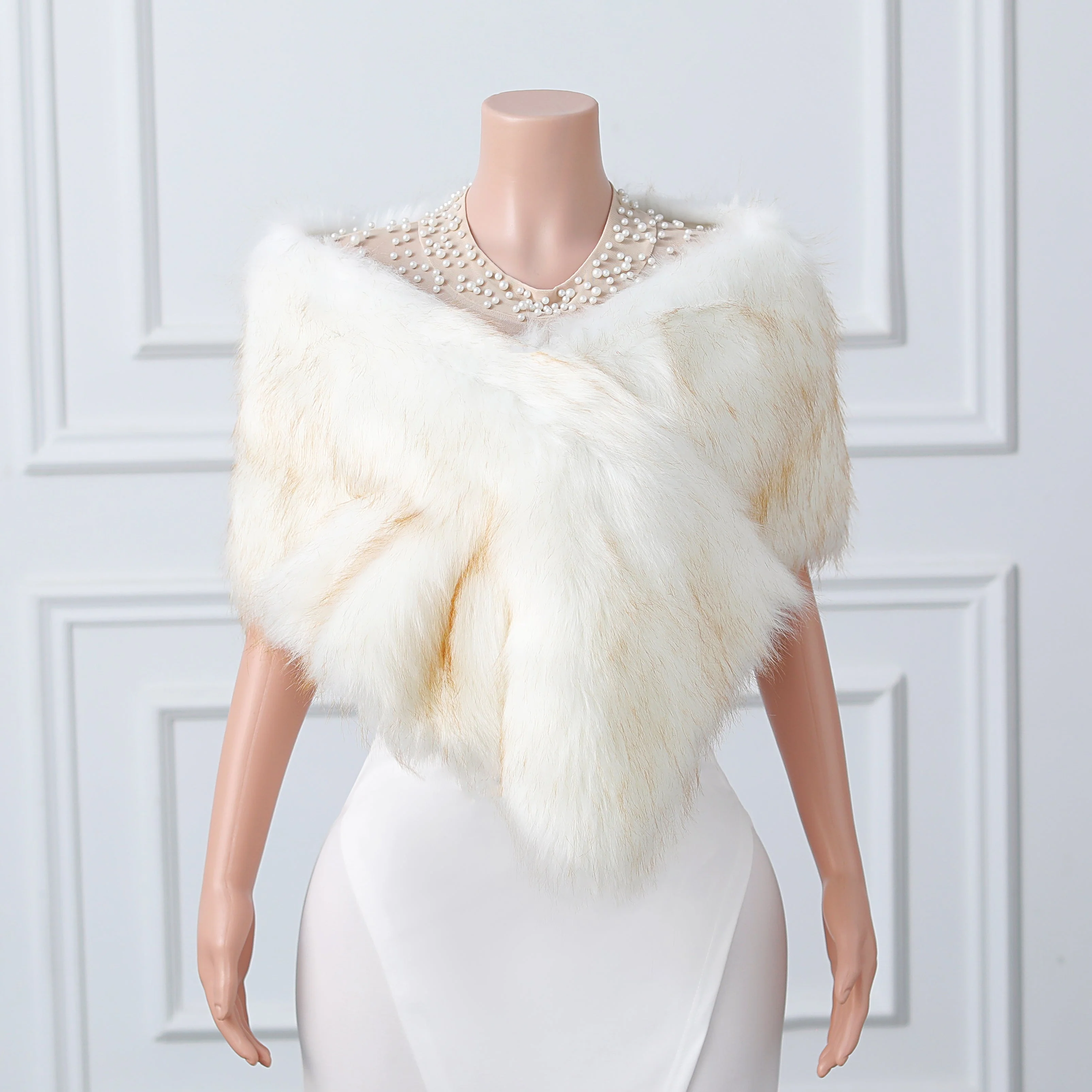 V-neck Rectangular scarf shawl Winter Wedding Wraps - Image 10