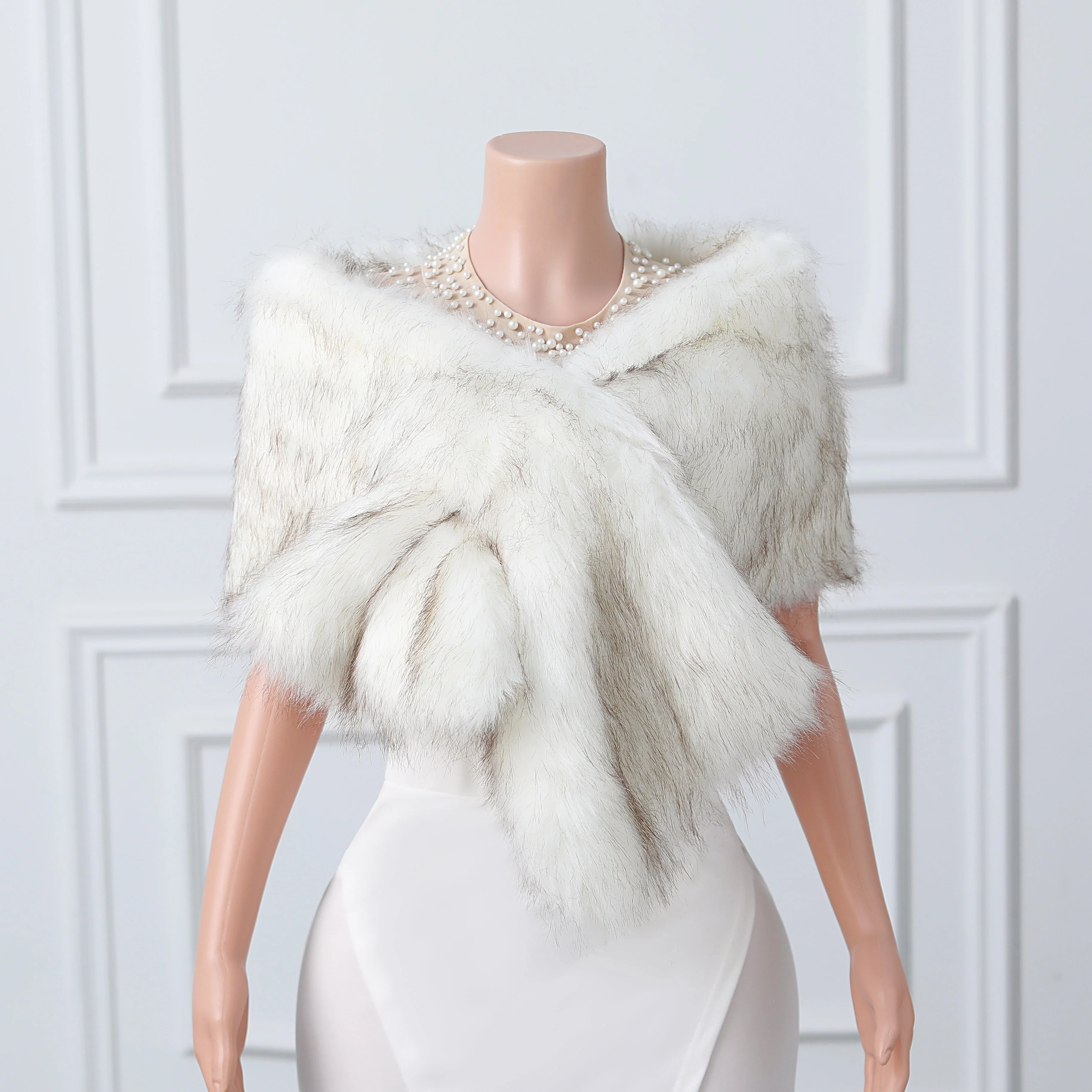 V-neck Rectangular scarf shawl Winter Wedding Wraps - Image 12