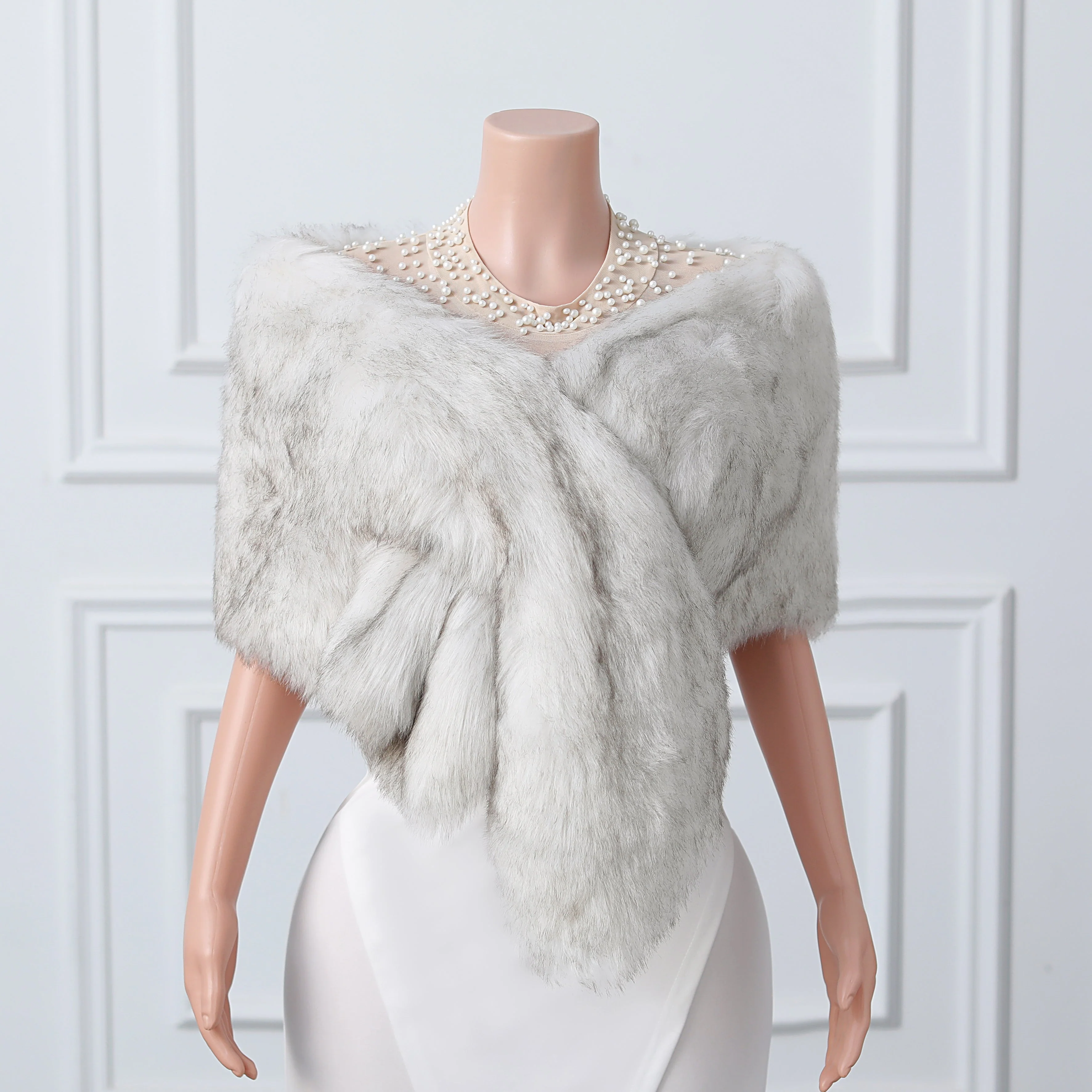 V-neck Rectangular scarf shawl Winter Wedding Wraps - Image 13