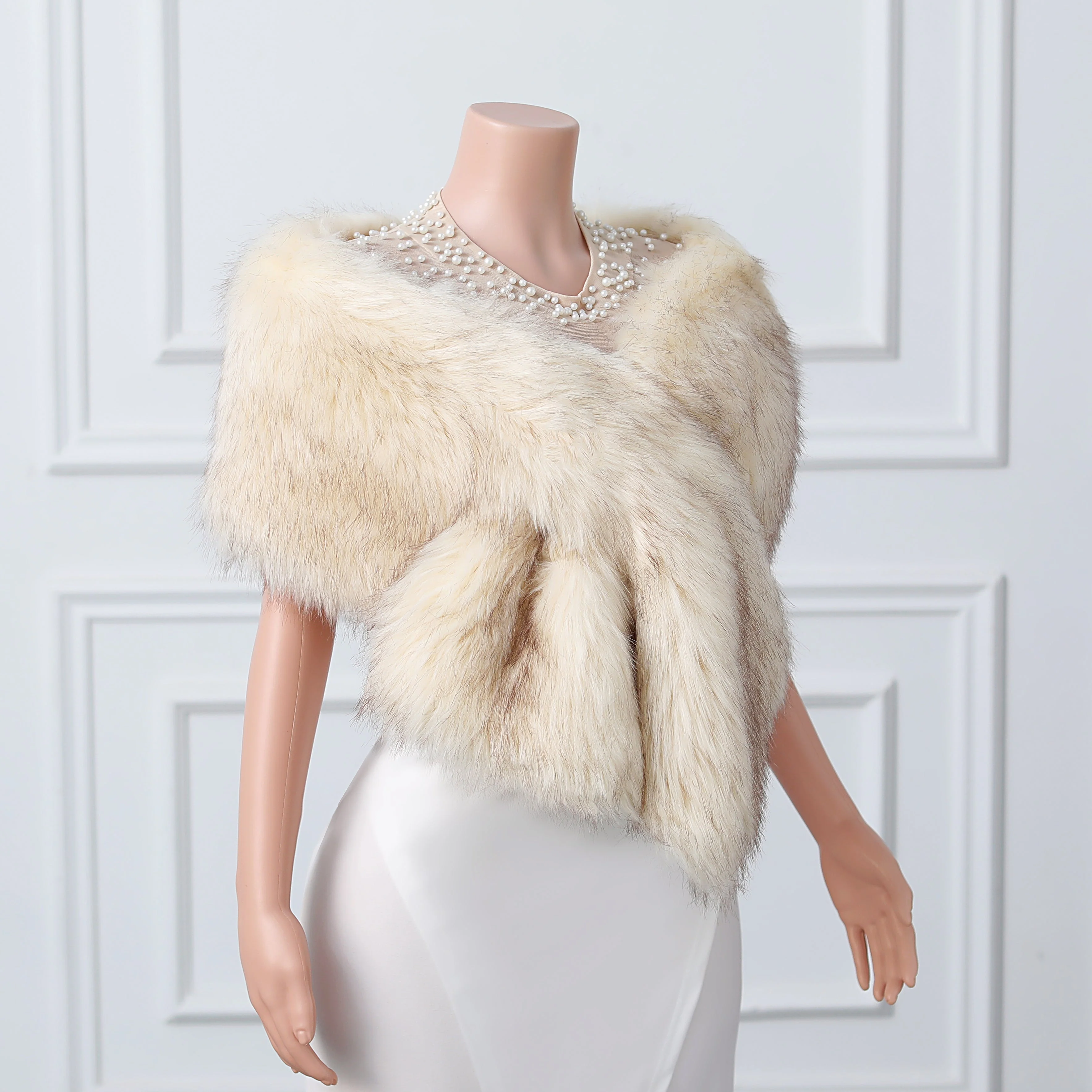 V-neck Rectangular scarf shawl Winter Wedding Wraps - Image 6