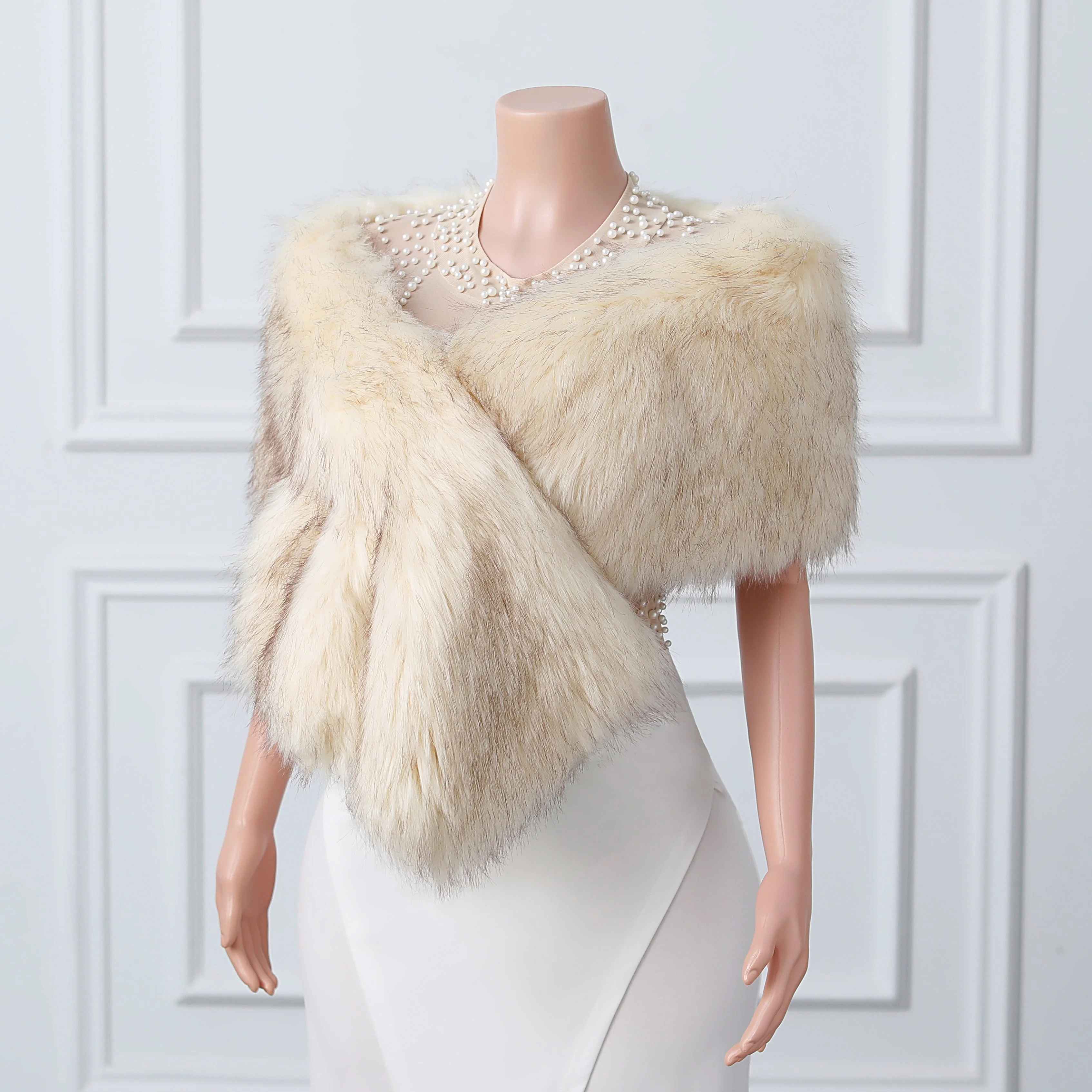 V-neck Rectangular scarf shawl Winter Wedding Wraps - Image 7
