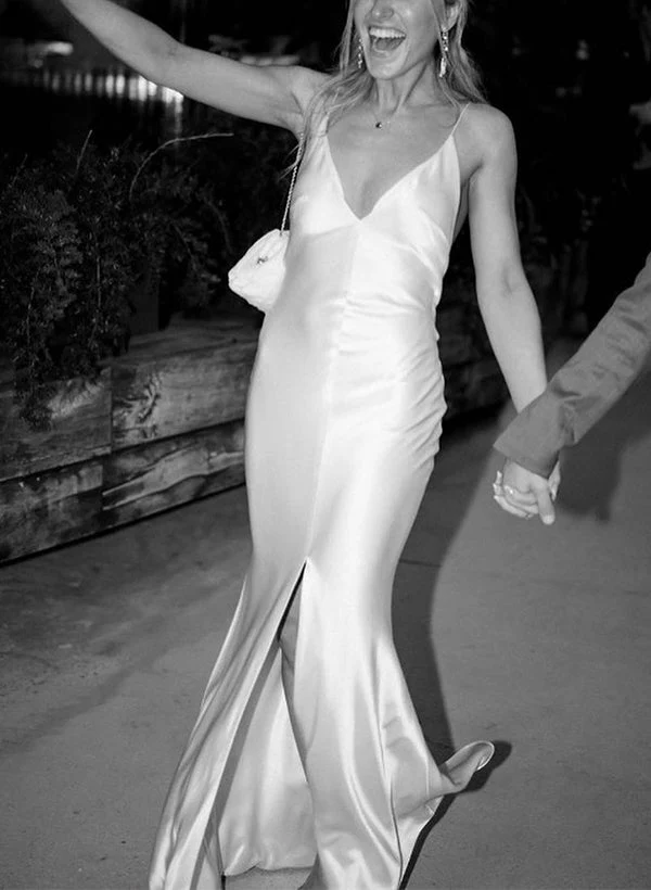 V-Neck Sleeveless Floor-Length Wedding Dresses - Image 5
