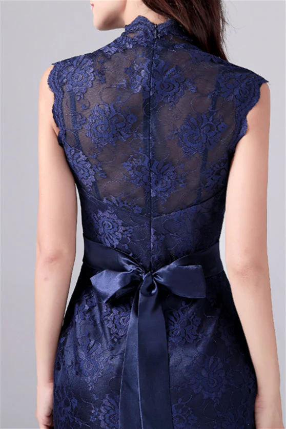 V-neck Sleeveless Lace Flower Mermaid mother's dress - Image 2