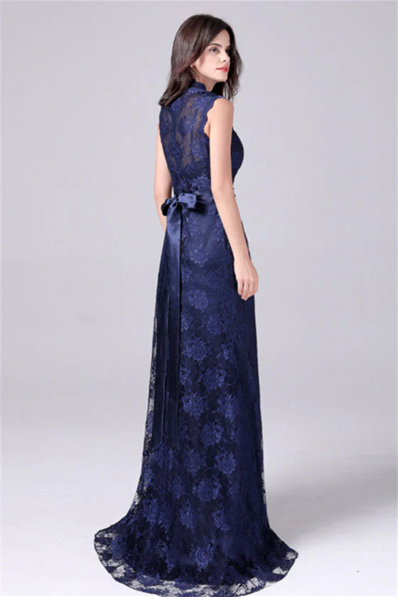 V-neck Sleeveless Lace Flower Mermaid mother's dress - Image 3