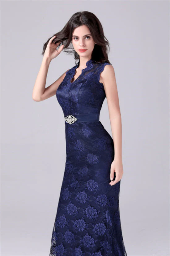 V-neck Sleeveless Lace Flower Mermaid mother's dress - Image 6