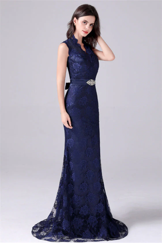 V-neck Sleeveless Lace Flower Mermaid mother's dress - Image 7