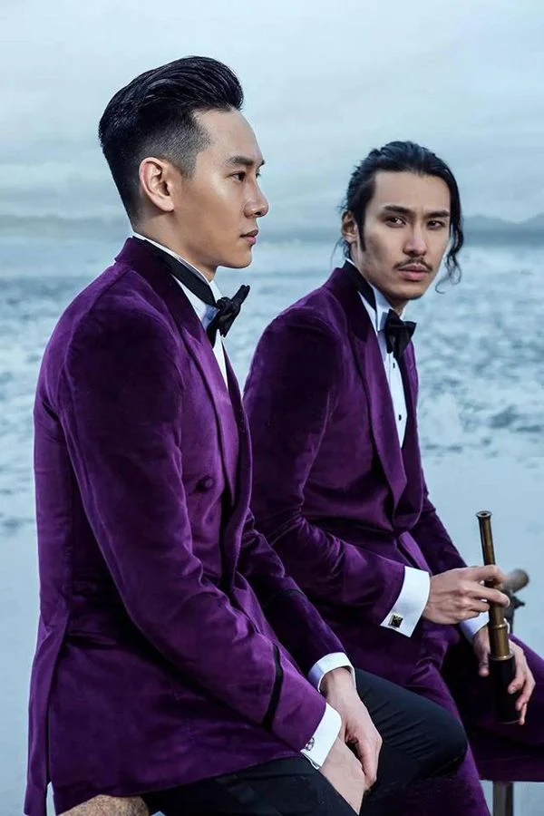 Velvet Mens Suits for Prom Peak Lapel Wedding Tuxedo for Groom - Image 4