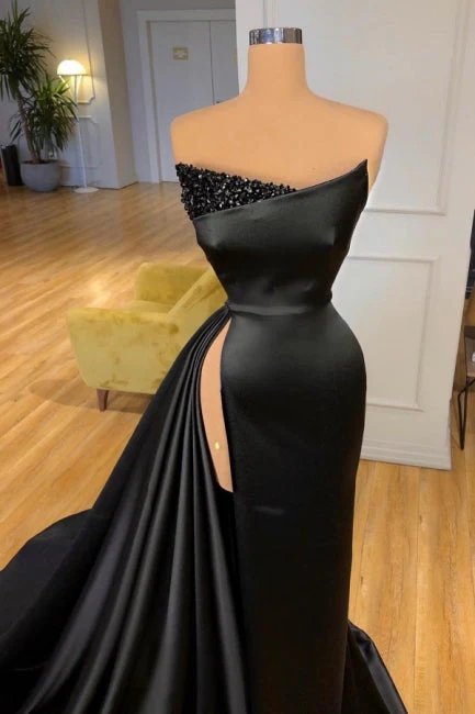 Amazing Long Black Sleeveless Graduation Dresses Prom Dresses With Split Online - Image 2
