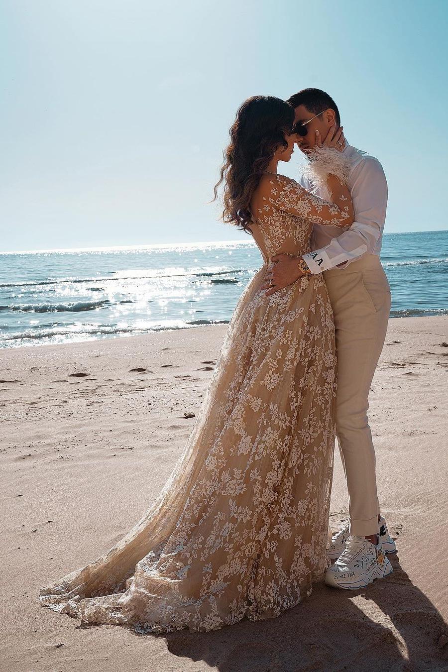 Vintage Long Sleeve Lace Wedding Dress Mermaid Tulle Bridal Gowns - Image 3