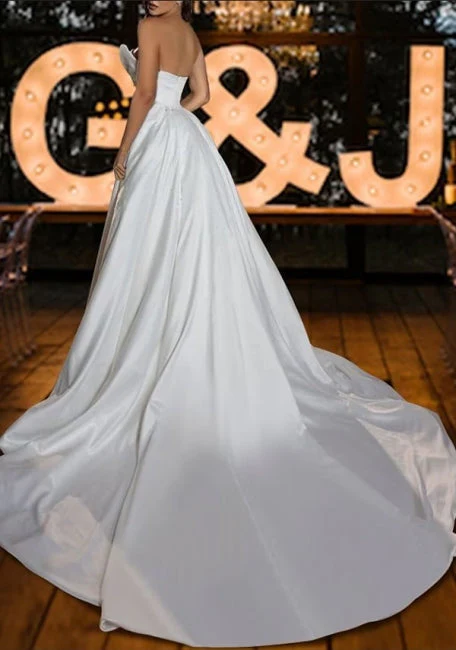 Modest Strapless Mermaid Sequined Sleeveless Wedding Dresses Online - Image 2