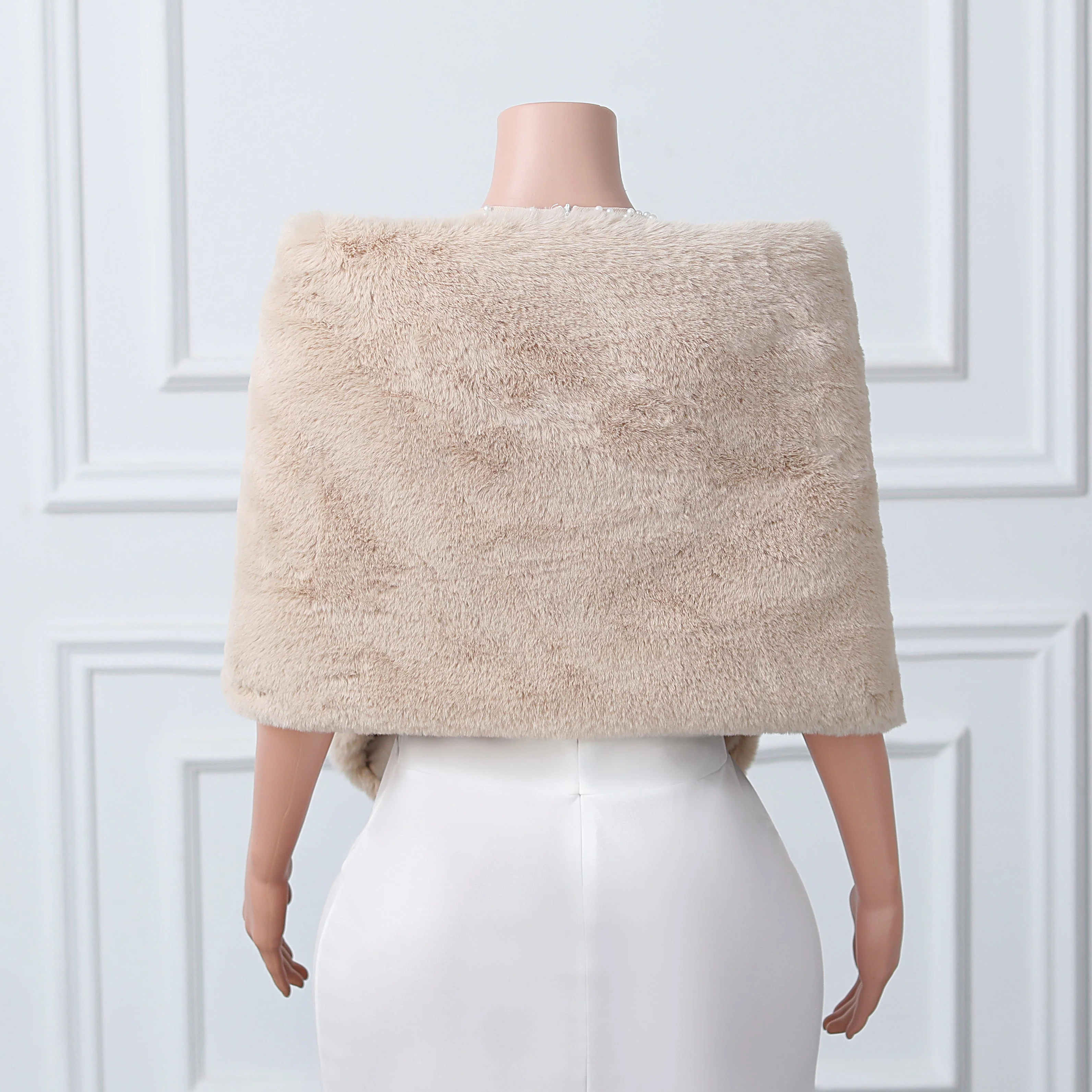 Warp knitted wool round hole mid-length imitation wool wedding shawl - Image 6