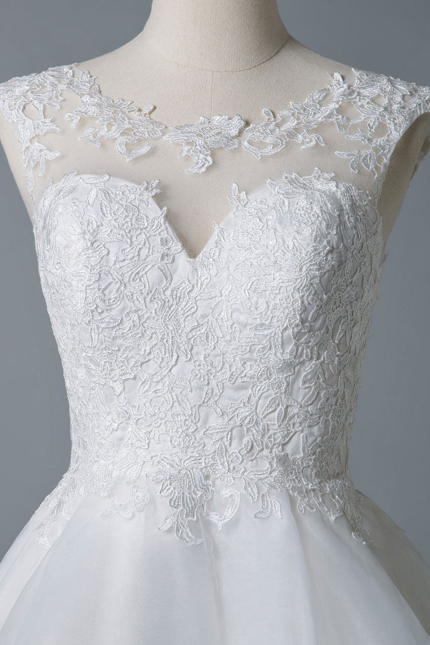 Wedding Dresses A-line Jewel Neck Sleeveless Tulle Short Bridal Dress - Image 6