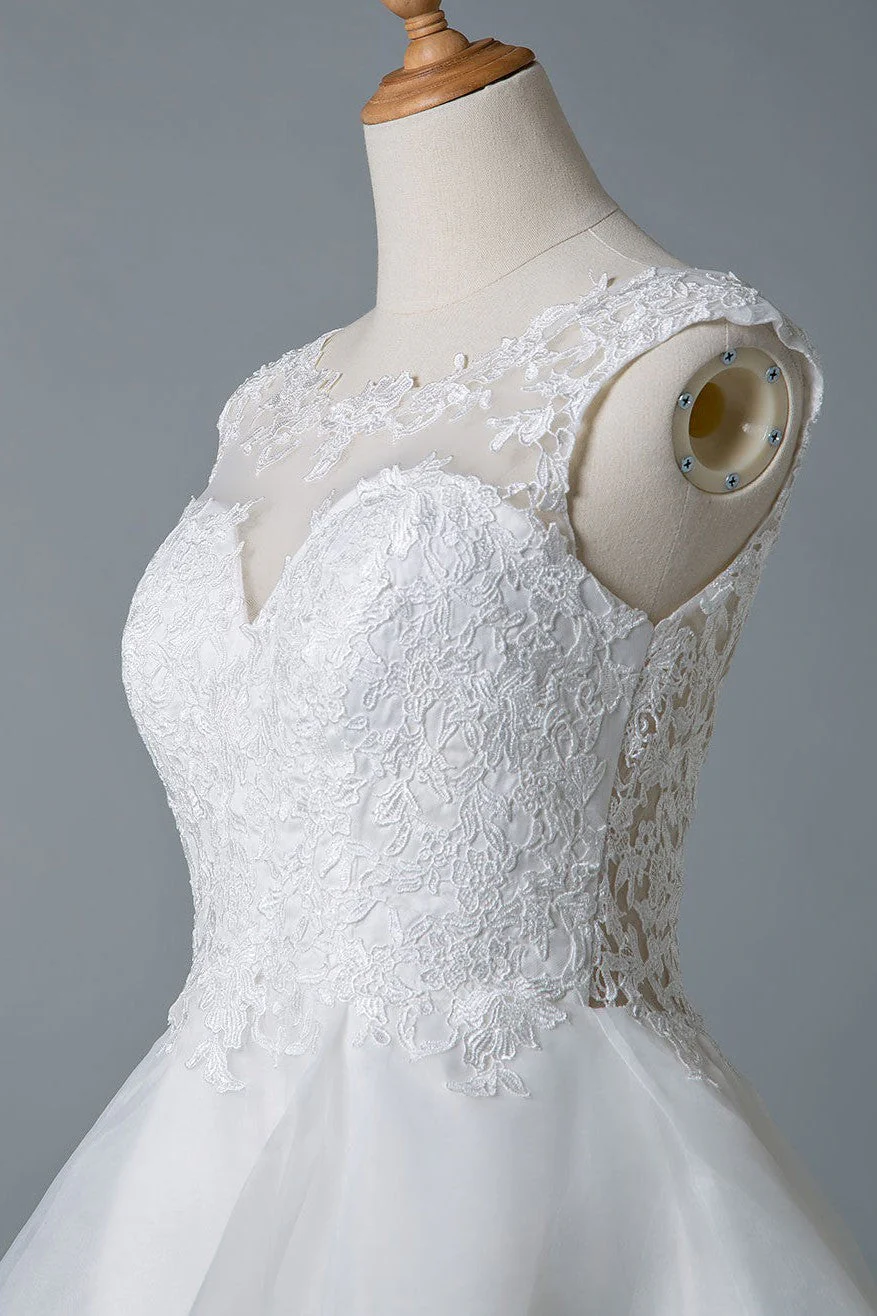 Wedding Dresses A-line Jewel Neck Sleeveless Tulle Short Bridal Dress - Image 7