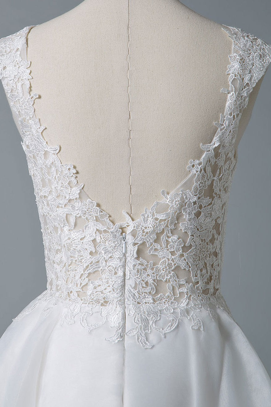 Wedding Dresses A-line Jewel Neck Sleeveless Tulle Short Bridal Dress - Image 8