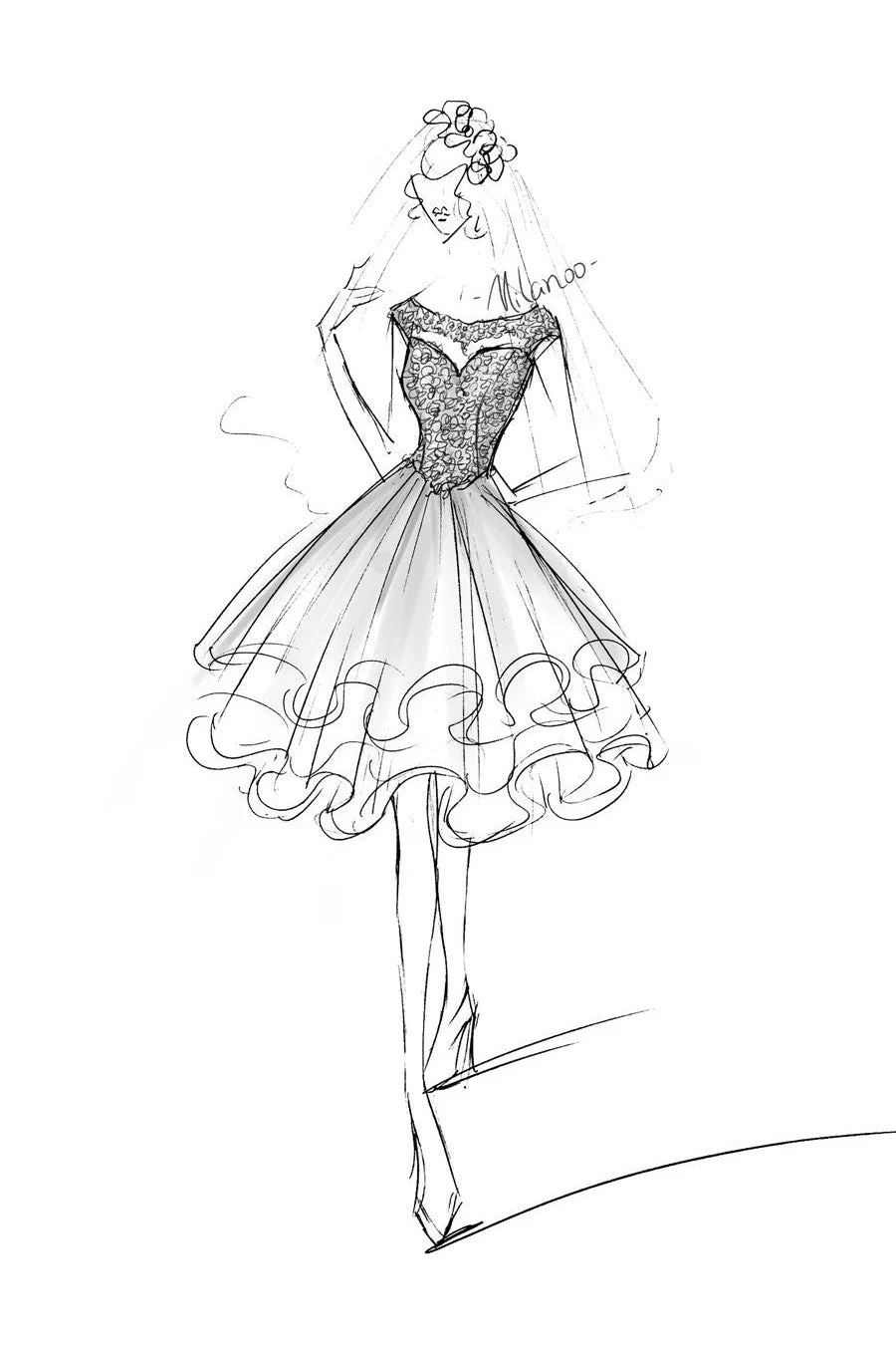 Wedding Dresses A-line Jewel Neck Sleeveless Tulle Short Bridal Dress - Image 9
