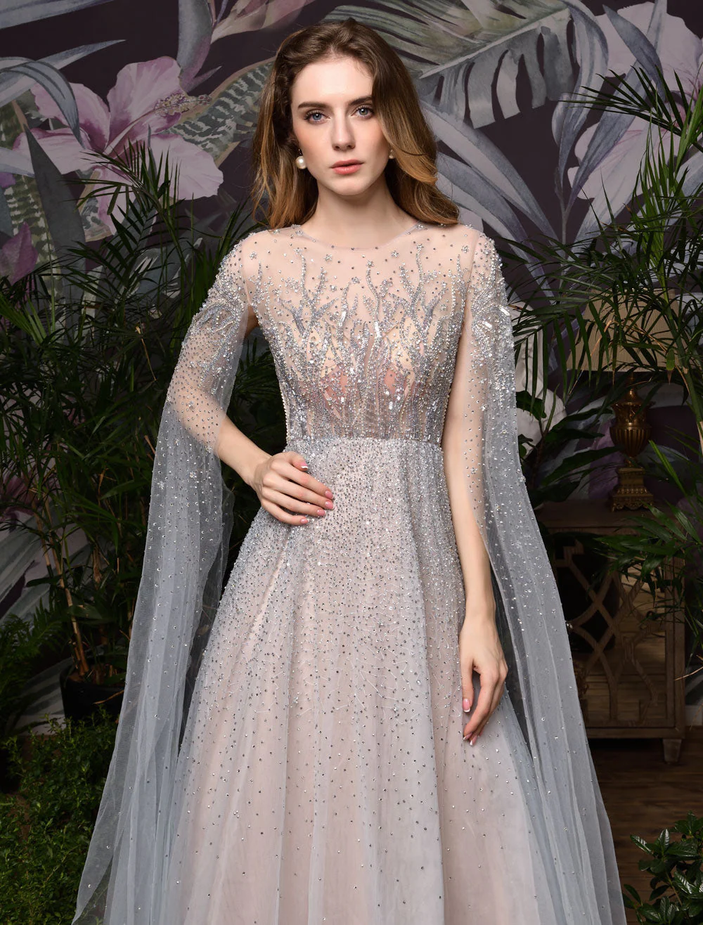 Stunning Wedding Dresses A Line Sweep Short Sleeves Beaded Jewel Neck Tulle Bridal Dresses - Image 8