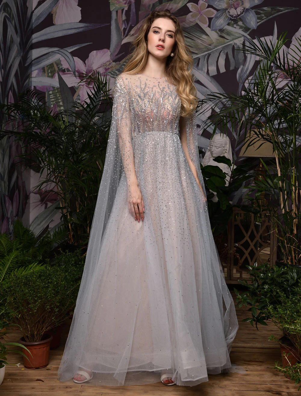 Stunning Wedding Dresses A Line Sweep Short Sleeves Beaded Jewel Neck Tulle Bridal Dresses - Image 9