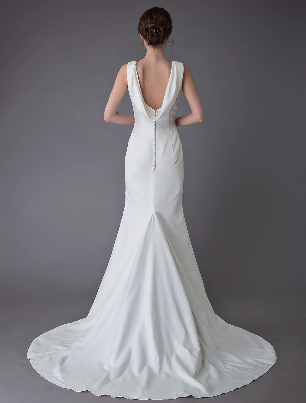 Gorgeous Wedding Dresses Ivory Sheath Simple Bridal Dress Cowl Back Beach Wedding Gowns With Train - Image 7