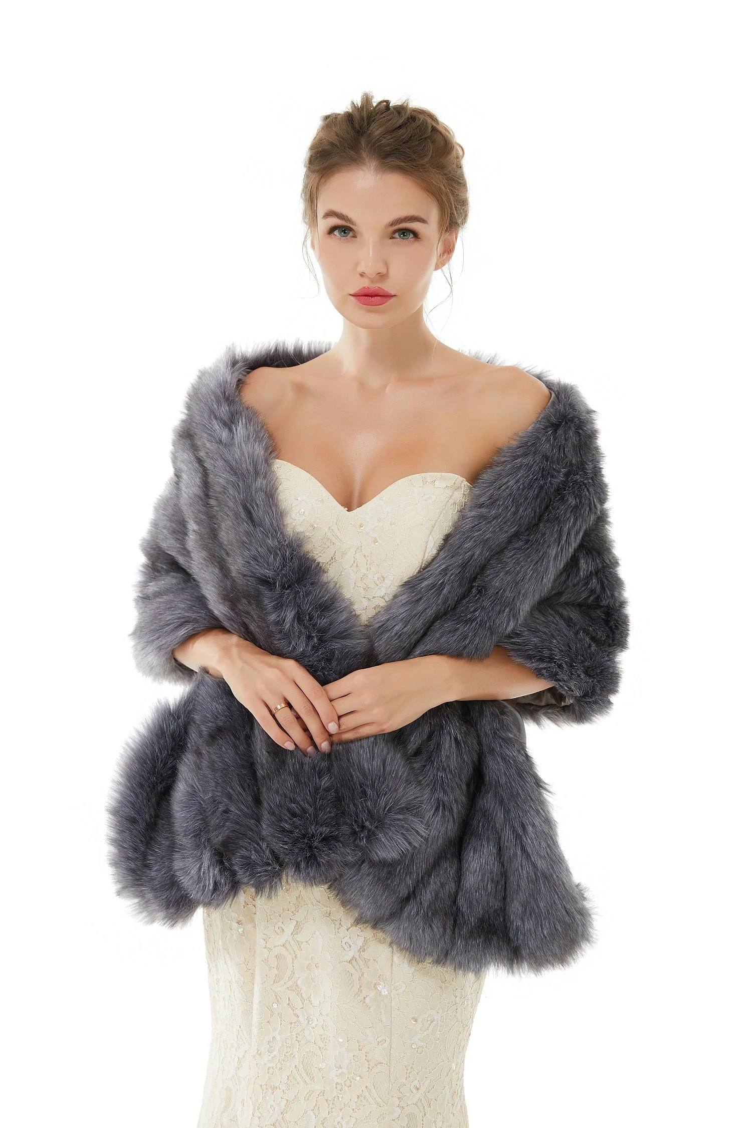 Wedding Faux Fur Wrap Winter Shawl Scarves - Image 4