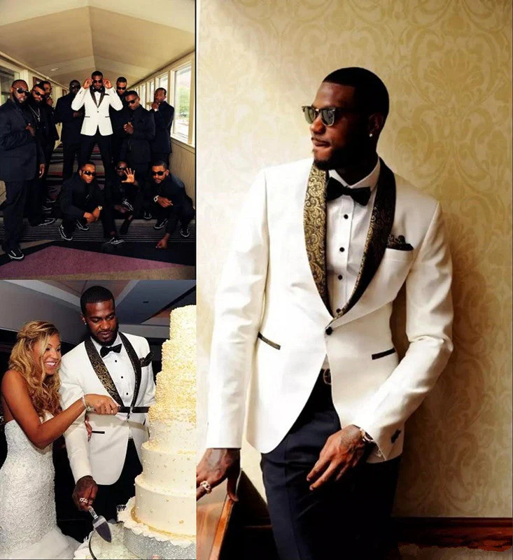 Wedding Suits groom Mens Suits Formal Jacquard Best Men Marriage Tuxedos - Image 4