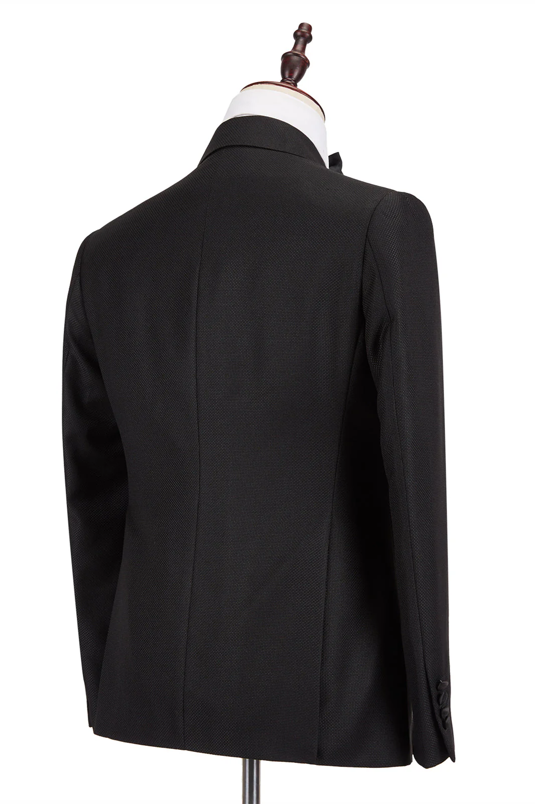 Well-cut Satin Peak Lapel Double Breasted Black Men Wedding Suit Groom Tuxedos - Image 2