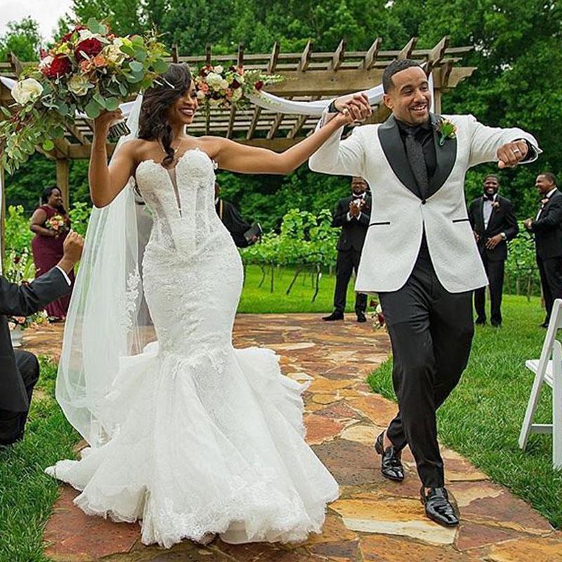 White Jacquard Shawl Lapel One Button Wedding Mens Suit - Image 2