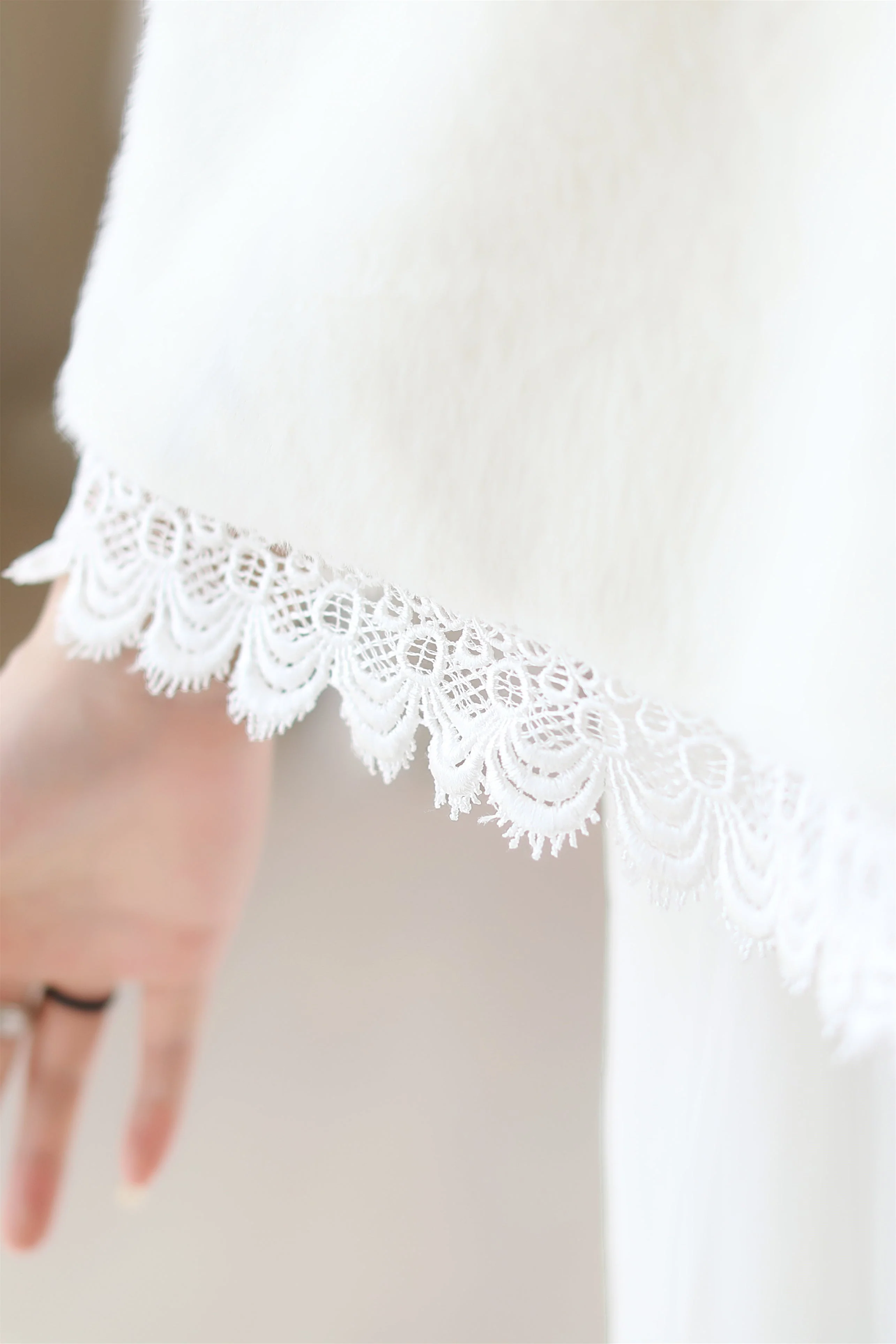 White Lace-Trimmed Wedding Gown Shawl - Image 6