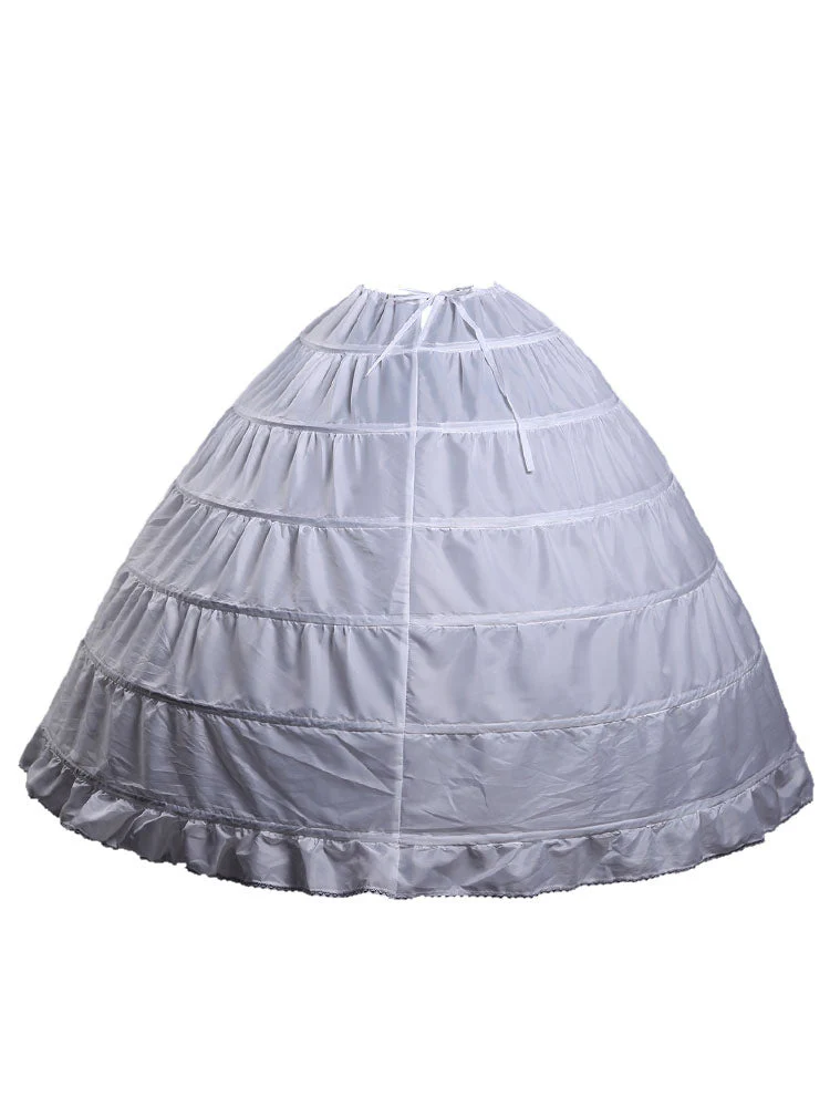 White Long White Full Gown 6 Hoop Bridal Crinoline Slip Wedding Petticoat - Image 2